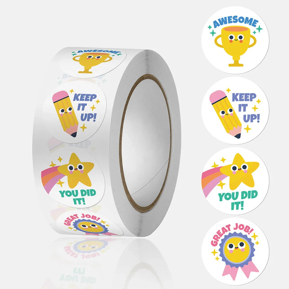 500pcs/roll Cute Cartoon Sealing Stickers Thank you Sticker Envelope Gift Decor Labels Children Stationery Stickers 1 Inch (ONLINE ORDER ONLY)