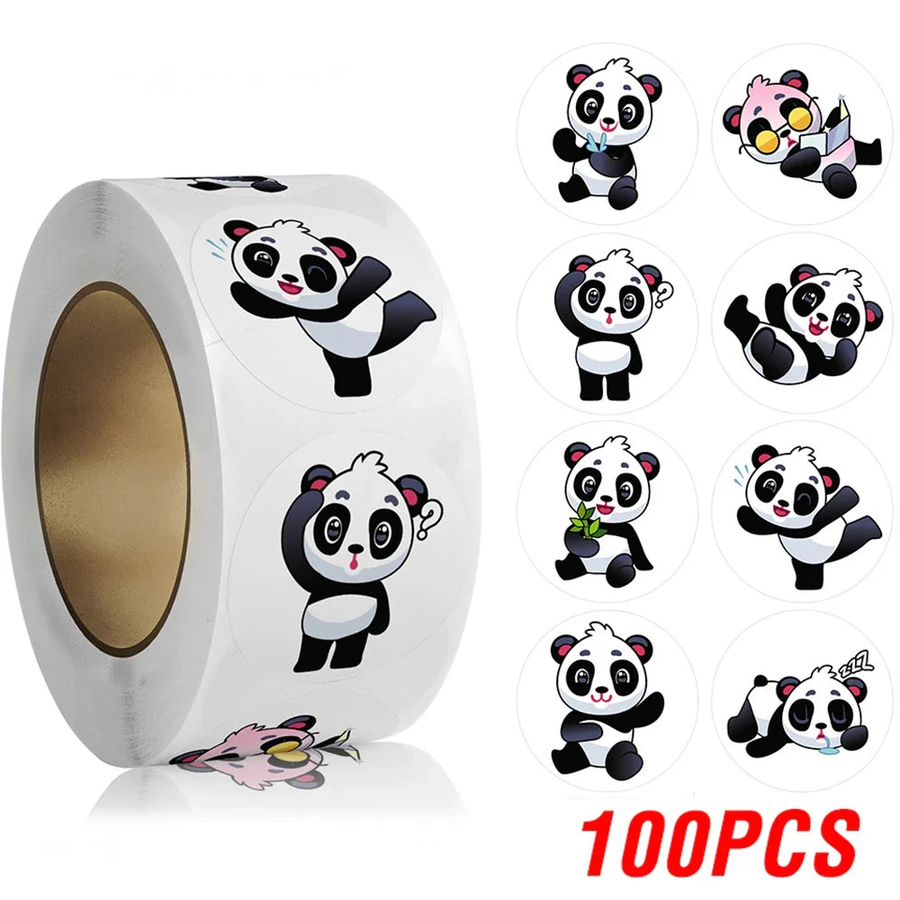 100-500pcs Cute Panda Animals Stickers for Kids School Encouragement Students Games Toy Reward Labels Stationery Stickers (ONLINE ORDER ONLY)