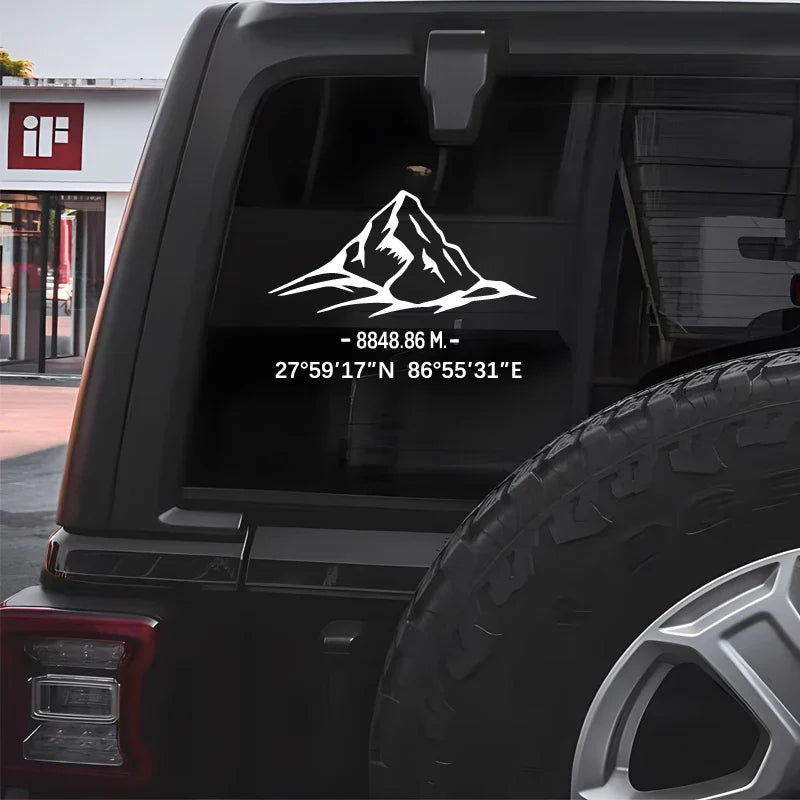 Mount Everest decal,with its longitude and latitude decal,creative&fashion with high quality for car trucks snowboard &laptops (ONLINE ORDER ONLY)