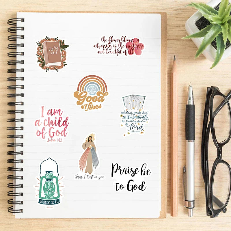 10/30/52PCS Jesus Bible Sticker Aesthetic Sketchbook PVC Laptop Diary Decoration Scrapbooking School Stationery Supply for Kids (Online Order Only)