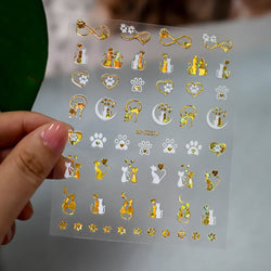 1pc Bohemian Valentine Nail Stickers 3D Self-Adhesive Fantasy Nail Art Glitter Sun, Heart, Lock, Star & Moon Designs Nail Decals (ONLINE ORDER ONLY)