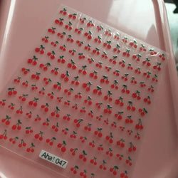 1Pc Sweet Cute Fresh Red Cherry Pattern Nail Stickers Self Adhesive Fruit Design Decals Women & Girls Homemade Manicure Supplies (ONLINE ORDER ONLY)