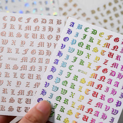 8pcs Gothic Alphabet Design Nail Art Stickers Retro English Letter Nail Art Stickers 3D Self-Adhesive Designs Nail Art Supplies* (Online Order Only)