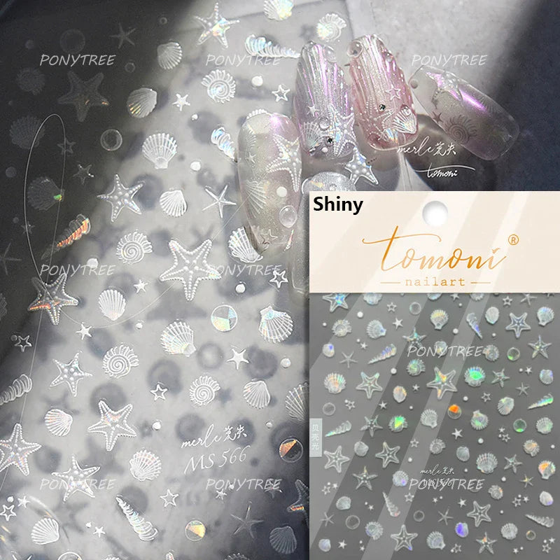 Colorful Bubbles Star Shiny Dreamy Glass Shards Flat 5D Soft Embossed Relief Self Adhesive Nail Art Sticker Chic Manicure Decal (ONLINE ORDER ONLY)