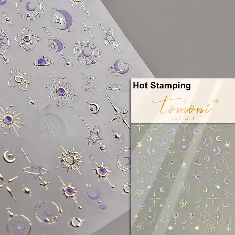 Dreamy Moon Star Cloud Butterfly Starrylight Rhinestone 5D Soft Embossed Relief Nail Art Sticker 3D Decal Decoration Manicure (ONLINE ORDER ONLY)
