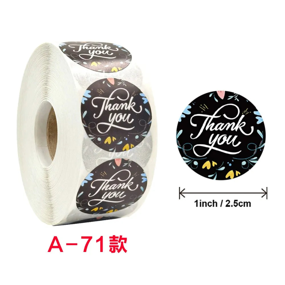 50-500pcs Labels Roll Flower Thank You Stickers 1inch Adhesive Labels Stickers for Gift Decoration Stationery Wrapping Supplies (ONLINE ORDER ONLY)