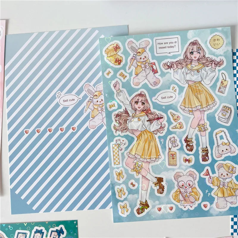 Sweet Cool Campus Girl Series Sticker Scrapbooking DIY Album Decoration Sticker Aesthetic Personalized Kawaii Stationery (ONLINE ORDER ONLY)
