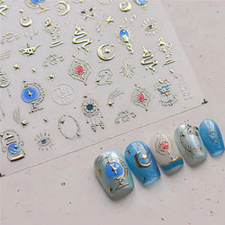 Metal Snake Flower Pattern Stars Eye Pot Moon Butterfly Story Retro Meteor Candle Hourglass Nail Art Sticker Manicure Tool Decal (ONLINE ORDER ONLY)