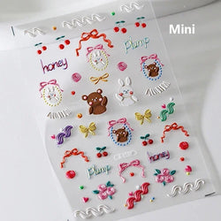 Cookies Chocolate Love Heart Flower Bowknot Rabbit Bunny Lace Bear Star Bouquet Rabbit Adhesive Nail Art Sticker Manicure Decal (ONLINE ORDER ONLY)