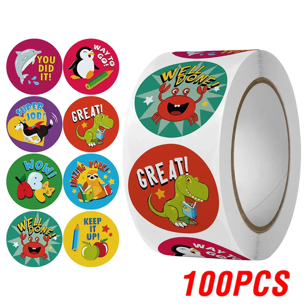 100-500pcs Cute Cat Stickers Animal Cartoon Label Gifts Decoration School Reward Encourage Student Stationery Thank You Stickers (ONLINE ORDER ONLY)