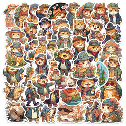 10/30/50PCS Cute Orange Cat Stickers Funny Cartoon Animals Decal Toys DIY Decoration Notebook Guitar Fridge Kids Sticker Gift (Online Order Only)