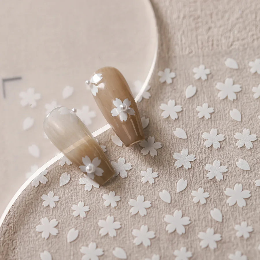 Romantic Cherry Blossom Sakura Flower Petal Leaf Self Adhesive Nail Art Stickers Rhinestone Shiny Flat Petalage Manicure Decals (ONLINE ORDER ONLY)
