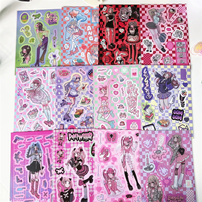 Korean ins Sweet Cool Girl Sticker Scrapbooking Diary DIY Album Decoration Sticker Aesthetic Stationery Art Supplies Personalizd (ONLINE ORDER ONLY)