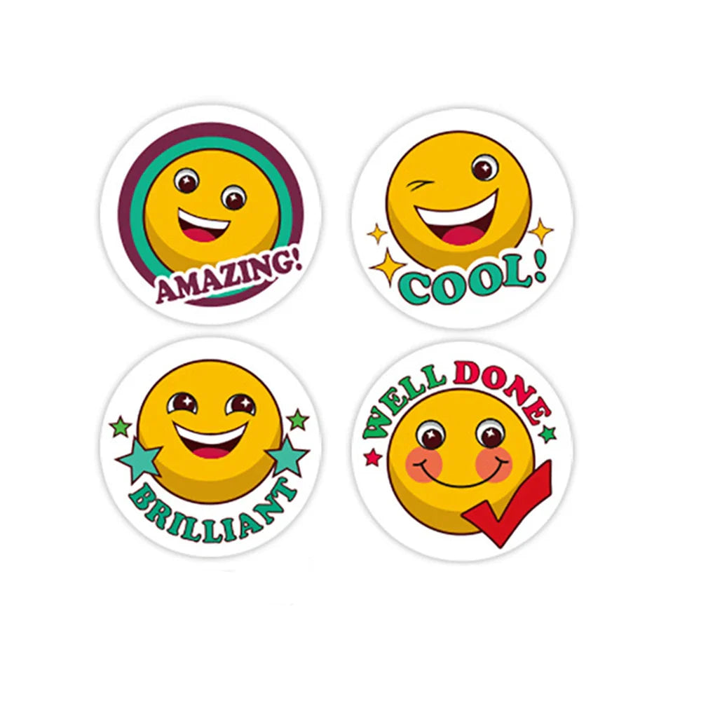 100-500pcs Cartoon Reward Stickers 8 Designs Party Round Stickers Birthday Party Packaging Sealing Stickers Stationery (ONLINE ORDER ONLY)