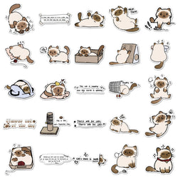 10/30/50PCS Siamese Cat Stickers Cute Cat Graffiti Animal Cartoon Sticker Fridge Luggage Laptop Phone Guitar Car Bike Decals Toy (Online Order Only)