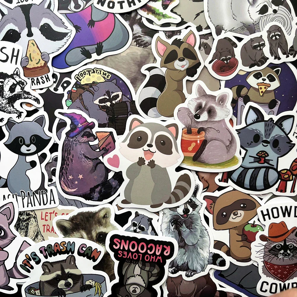 50Pcs 2022 New Cartoon Raccoon Stationery Sticker Waterproof Decals Laptop Scrapbooking Planner Diary Stickers Kids Gift Toys (ONLINE ORDER ONLY)