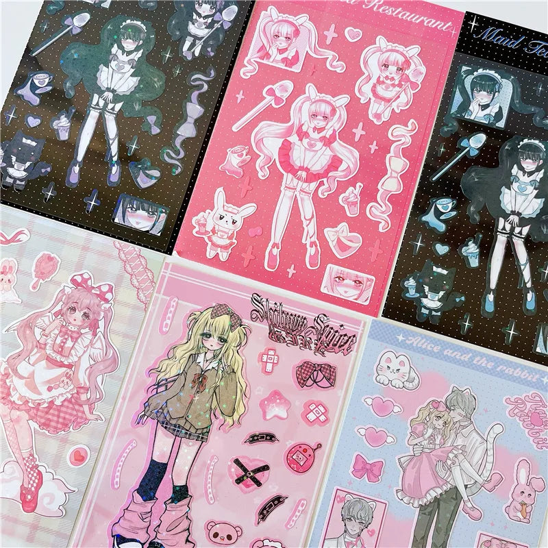 Original Cute Sweet Maid Anime Series Sticker Scrapbooking DIY Album Decoration Sticker Aesthetic Personalized Kawaii Stationery (ONLINE ORDER ONLY)