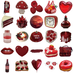 10/30/50PCS Cartoon Red Stickers Cute Ins Style Aesthetic Decals Gift Decoration For DIY Fridge Phone Bike Motorcycle Guitar Toy (ONLINE ORDER ONLY)