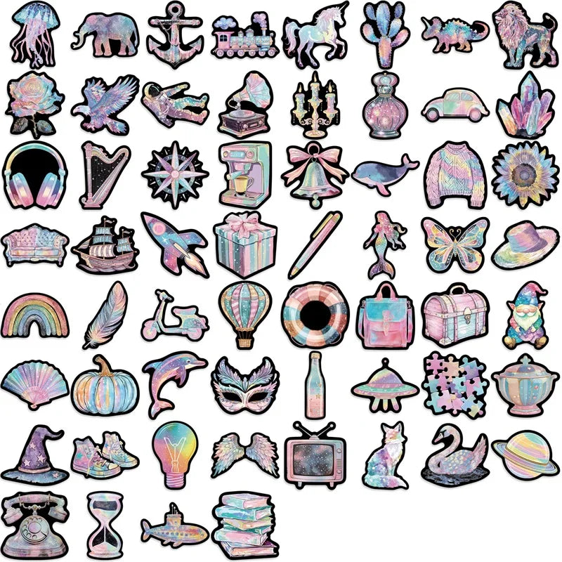 10/50PCS Kawaii Dreamy Purple PVC Sticker Aesthetic Decoration Scrapbooking Stationery DIY Hand Accounting Supplies for Kids (ONLINE ORDER ONLY)