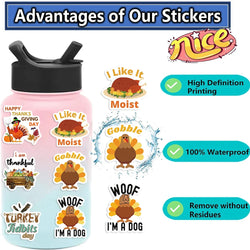 50pcs Cartoon Thanksgiving Day Sticker Funny Pumpkin Turkey Autumn Maple Leaf Graffiti Decals DIY Laptop Luggage Skateboard (Online Order Only)
