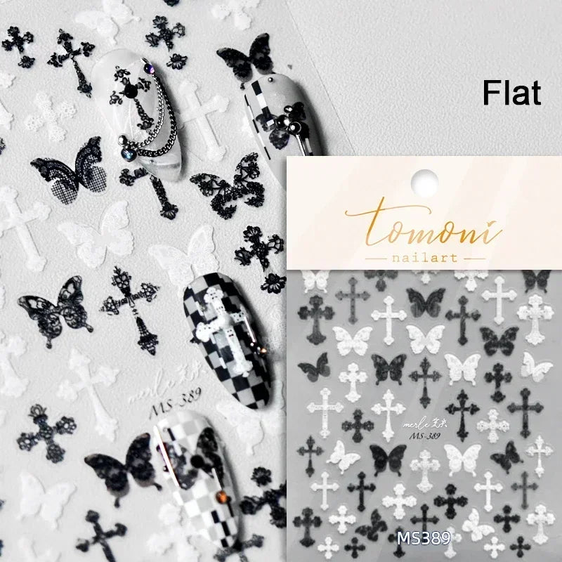 Charming Geometric Black Khaki Brown Grid Houndstooth Snowflake Flat Chic  Adhesive Nail Art Decoration Stickers Manicure Decals (Online Order Only)