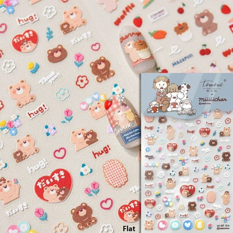 Cookies Chocolate Love Heart Flower Bowknot Rabbit Bunny Lace Bear Star Bouquet Rabbit Adhesive Nail Art Sticker Manicure Decal (ONLINE ORDER ONLY)