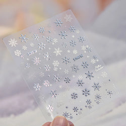 Shiny Pink Silver Hot Stamping Snow Adhesive Nail Art Sticker Snowflake Rhinestone Manicure Decal Nail Supplies for Professional (Online Order Only)