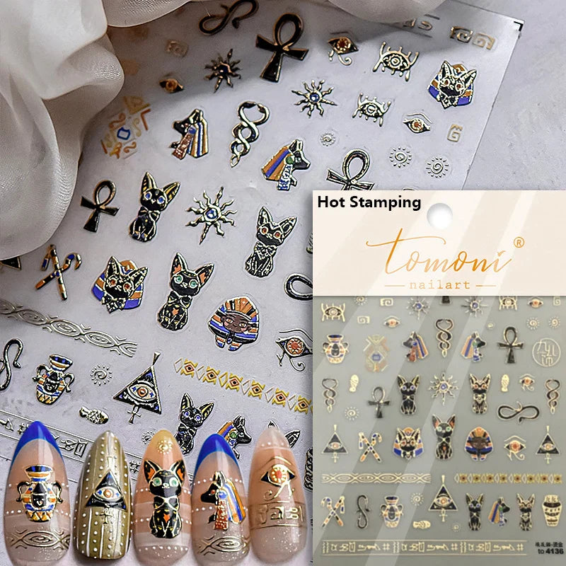 Metal Snake Flower Pattern Stars Eye Pot Moon Butterfly Story Retro Meteor Candle Hourglass Nail Art Sticker Manicure Tool Decal (ONLINE ORDER ONLY)