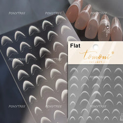 Geometric White Black Red Romantic French Arc Illusion Curve Embossed Relief Self Adhesive Nail Art Stickers 3D Manicure Decals (ONLINE ORDER ONLY)