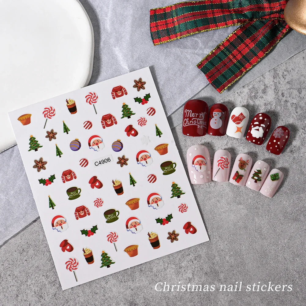 Merry Christmas Penguin Nail Art Sticker 3D Slider Deer Santa Claus Decal New Year Nail Decorations Sticker Manicure Accessories (ONLINE ORDER ONLY)