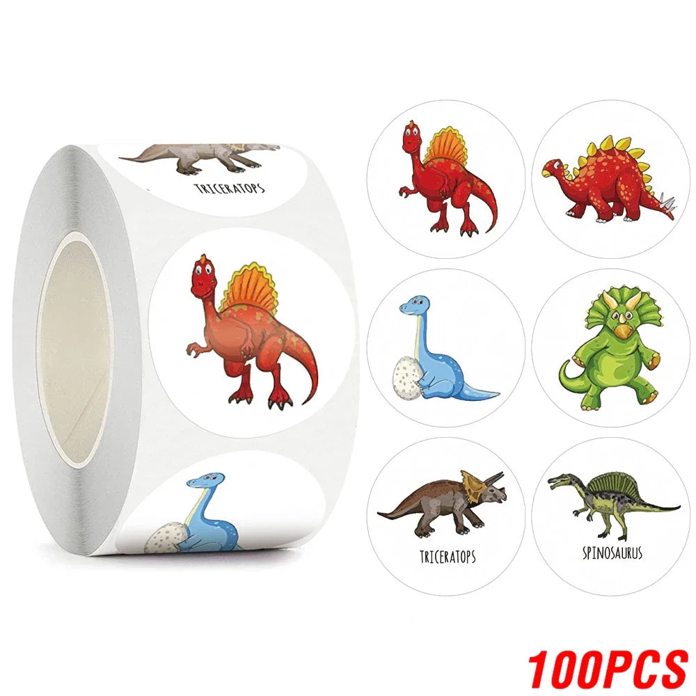 100-500PCS Children's Cartoon Stickers Little Dinosaur Pattern Kids Stationery Supplies School Teacher Supplies Reward Stickers (Online Order Only)