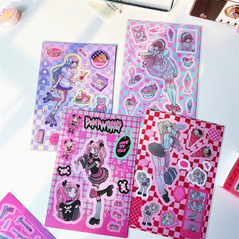 Korean ins Sweet Cool Girl Sticker Scrapbooking Diary DIY Album Decoration Sticker Aesthetic Stationery Art Supplies Personalizd (ONLINE ORDER ONLY)