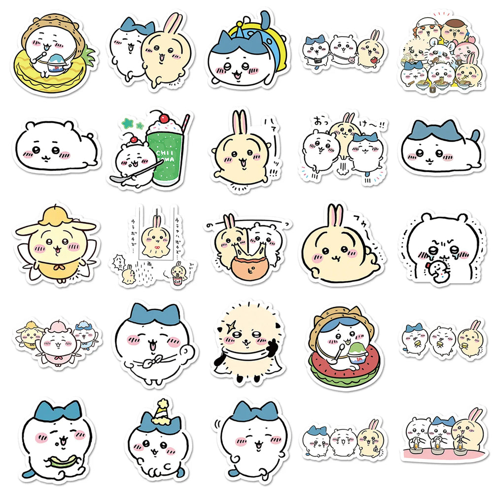 10/30/50/101PCS Chiikawa Stickers Cute Cartoon Sticker DIY Luggage Laptop Phone Guitar Car Bike Skateboard Toy Graffiti Decals (ONLINE ORDER ONLY)