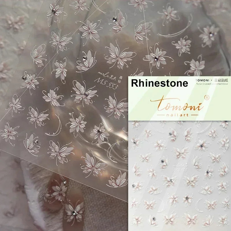Dreamy Chic Butterfly Flower Bowknot Square Rhinestone Crystal 5D Self Adhesive Nail Art Stickers Fantasy Shiny Manicure Decals (ONLINE ORDER ONLY)