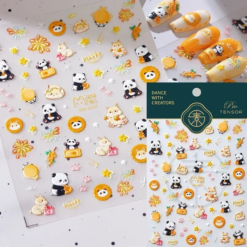 Cute Bowknot Dog Puppy Bear Strawberry Cake Fruit Juice Coffee Desserts Corgi Cherry Adhesive Nail Art Stickers Manicure Decals (ONLINE ORDER ONLY)