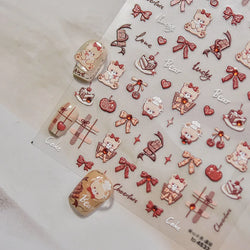 Bowknot Bear Cake Chocolates Food Star Cherry Apple Cook Love Heart Adhesive Nail Art Sticker Rhinestone Reliefs Manicure Decal (ONLINE ORDER ONLY)