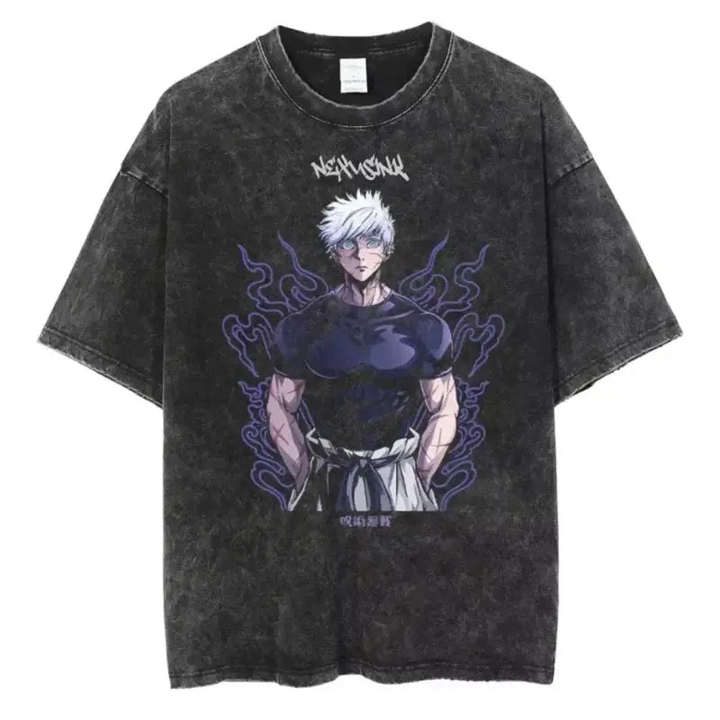 Ryomen Sukuna Washed T-Shirt: Harajuku Oversized Anime Tee (ONLINE ORDER ONLY)