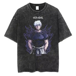 Ryomen Sukuna Washed T-Shirt: Harajuku Oversized Anime Tee (ONLINE ORDER ONLY)
