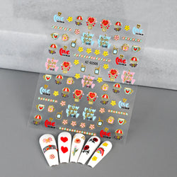 1pc Bohemian Valentine Nail Stickers 3D Self-Adhesive Fantasy Nail Art Glitter Sun, Heart, Lock, Star & Moon Designs Nail Decals (ONLINE ORDER ONLY)
