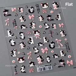 Lovely Cartoon Halo Dyeing Cat Bowkbot Paw Kitten Star Love Charming Self Adhesive Nail Art Sticker Cute Animals Manicure Decal (ONLINE ORDER ONLY)