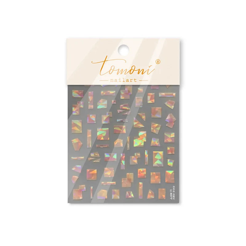 Shiny Colorful Color Block Fragment Square Fragment Grid Rhombus 3D Self Adhesive Nail Art Stickers Rhinestone Manicure Decals (Online Order Only)