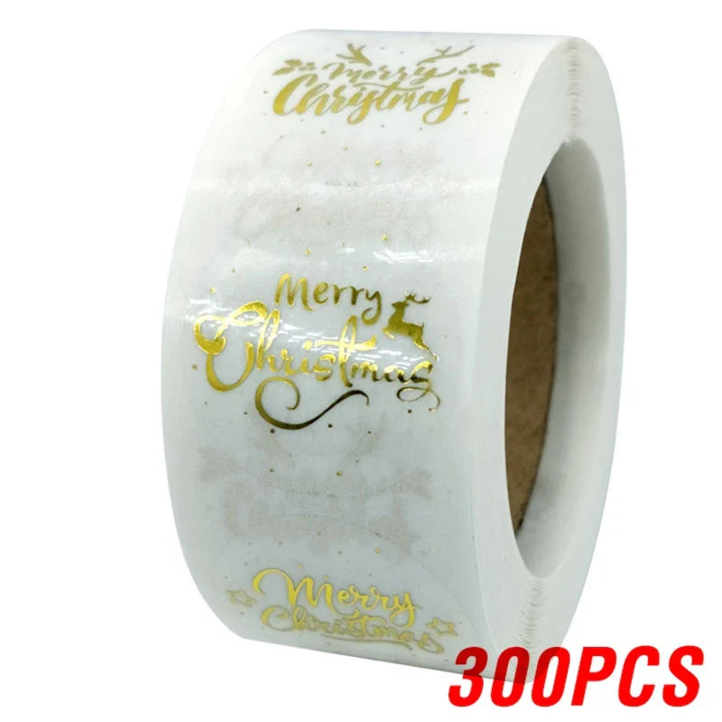 Rose Gold Merry Christmas Stickers Scrapbook 1inch 100-500pcs Sealing Label Stickers For Party DIY Packaging Stationery Stickers (ONLINE ORDER ONLY)