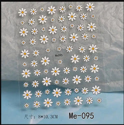 1PC Elegant 3D Daisy Flower Nails Art White Florals Petals Flowers Back Glue Nail Stickers Gel Polish Sticky Manicure Decoration (ONLINE ORDER ONLY)