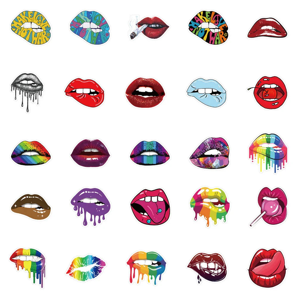 10/30/50pcs Cool Fashion Anime Sexy Lips Stickers Decal Laptop Skateboard Car Motorcycle Phone Bike Luggage Graffiti Sticker (ONLINE ORDER ONLY)