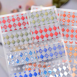 Geometric Grid Square Butterfly Snow Star Metal Self Adhesive Nail Art Sticker Snowflake Rhinestone Manicure Decal Nail Supplies (ONLINE ORDER ONLY)