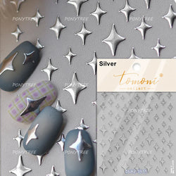 Pink Bowknot Star Moon Starburst Sun Polar Day Polar Night Sword Rose Flower Wreath Adhesive Nail Art Stickers Manicure Decals (ONLINE ORDER ONLY)