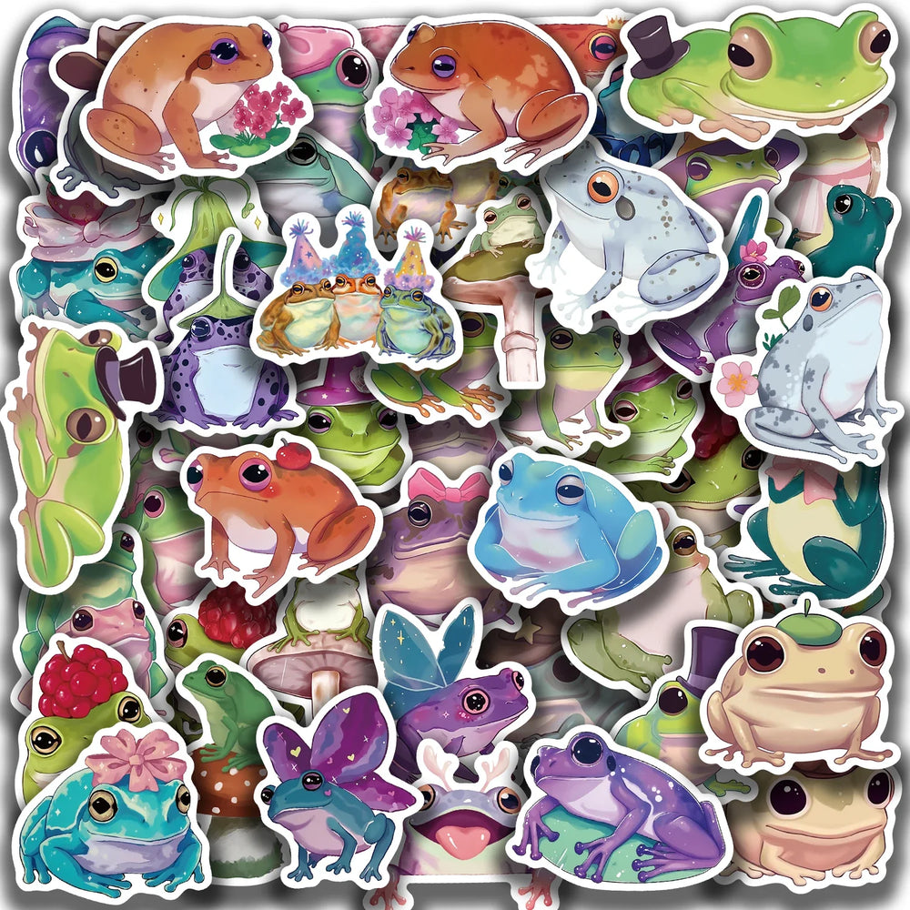 50PCS Cute Silly Frog Stickers Skateboard Waterproof Scrapbook Decal Cartoon Laptop Cartoon Notebook Luggage Graffiti Sticker ﻿ (ONLINE ORDER ONLY)
