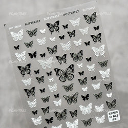 Chic Butterfly Flower Lily Lilium Narcissus Line Beautiful Blue Pearl Self Adhesive Nail Art Stickers Decorations Manicure Decal (Online Order Only)