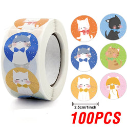 100-500pcs Thank You Cats Stickers For Kids Reward Stickers Thanksgiving Labels Toys 6 Beautiful Designs Stationery stickers (ONLINE ORDER ONLY)