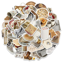 10/30/60pcs Retro Cartoon Ins Style Cute Stickers Vintage Funny Food Decals Phone Suitcase Laptop Notebook Car Wall Sticker Toy (ONLINE ORDER ONLY)